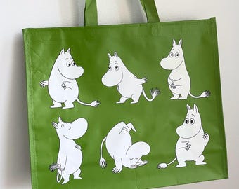 Grand Sac Fourre-tout Moomin En Coton Noir - Motif Moomins, Dimensions 45x35x13 Cm, Durable Et écologique
