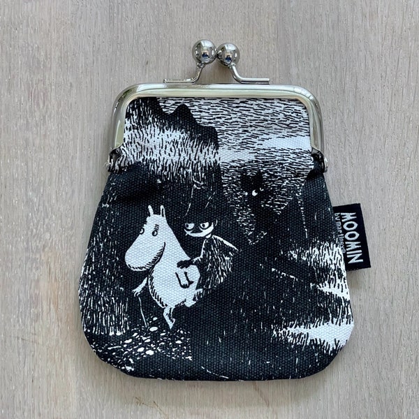 Small Moomin Fabric Wallet, Moomin Pouch by Martinex with Moomintrol, Snufkin and Sniff in the dark, Finland