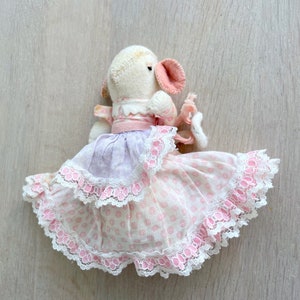 Vintage Lamb Plush Toy: Handmade Sheep Doll in Lace Dress