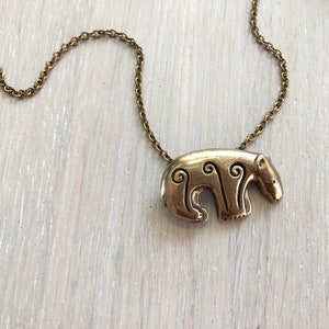 Kalevala Koru Bear Necklace, Bronze Pendant / Brooch, Finnish Vintage Bear Jewelry Gift for Women
