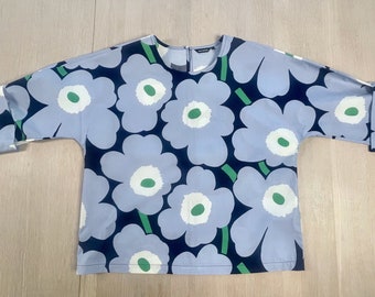 Marimekko Unikko Shirt, Poppy Print Blouse, Size S