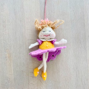 Handmade Fairy Ornament, Felt Ballerina Doll, Whimsical Hanging Decoration, Felted Ballerina Ornament Christmas Tree , Girls Room Decor
