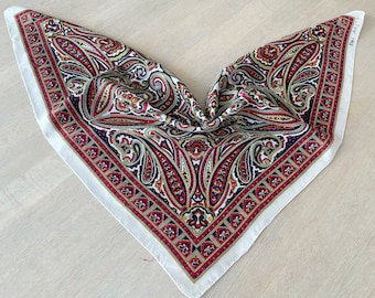 Italian Vintage Scarf, Paisley Print Bandana, Polyester Scarf, Head Scarf, Perfect gift for her