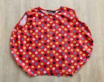 Orange MARIMEKKO Tunic top, Girls Dress, Polka Dot Button Print Short Dress, Size 3 years kawaii Clothes
