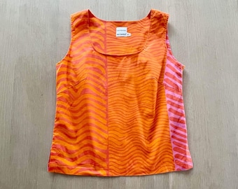 Vintage Marimekko Top, Funky Orange Sleeveless Top, Printed Cami, Size S