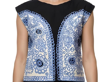 Vintage Marimekko 'Satula' Print Top: Finnish Cotton Blouse, Size S