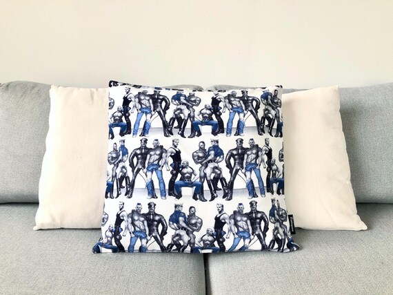 レア　tom of finland コラボ　クッションカバー Tom of Finland Cotton Cushion Cover - Blue Squad Gay Art Pillow 19