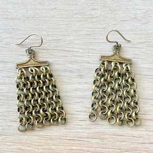 Kalevala Jewelry Bronze Chain Earrings, Vintage Dangle Jewelry, Scandinavian Folk Style Statement Earrings, Finnish Jewellery Gift for women