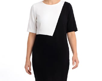 Color Block Shift Dress by Cop Copine: Minimalist Geometric Design, Size M
