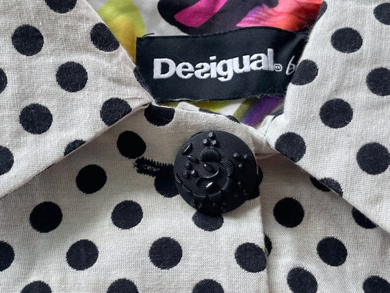 Desigual Trench Coat, Black and White Polka Dot V… - image 2