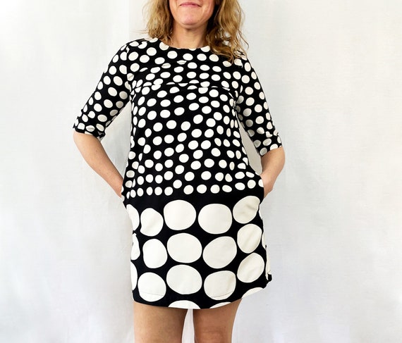 Marimekko Vintage Dress, Polka Dot Shift Dress, B… - image 1