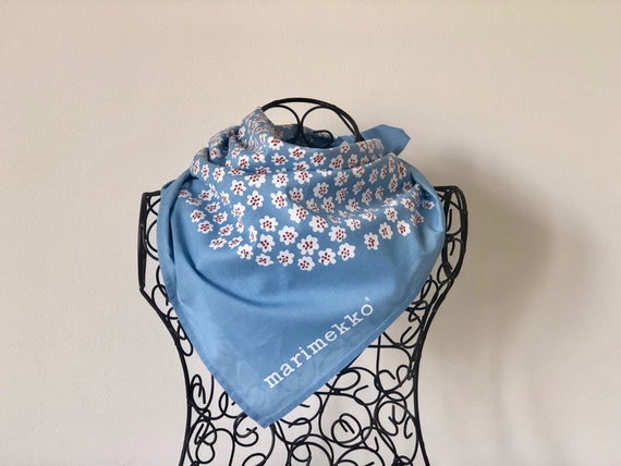 Light Blue Floral Vintage Marimekko Puketti Cotton Scarf Etsy Light Blue Floral Vintage Marimekko Puketti Cotton Scarf Etsy