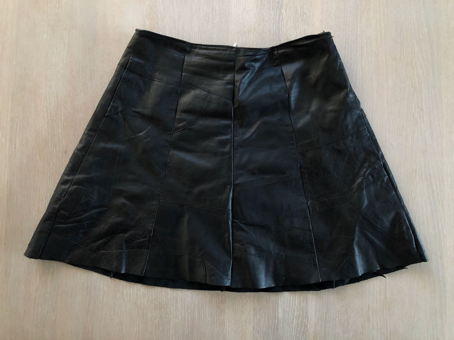 70s Vintage Black Leather Skirt Mini Skirt Size S / M | Etsy