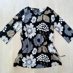 Vintage Marimekko Mini Dress, Floral Print Top, Mika Piirainen Tunic, Size M Shift Dress, Finland