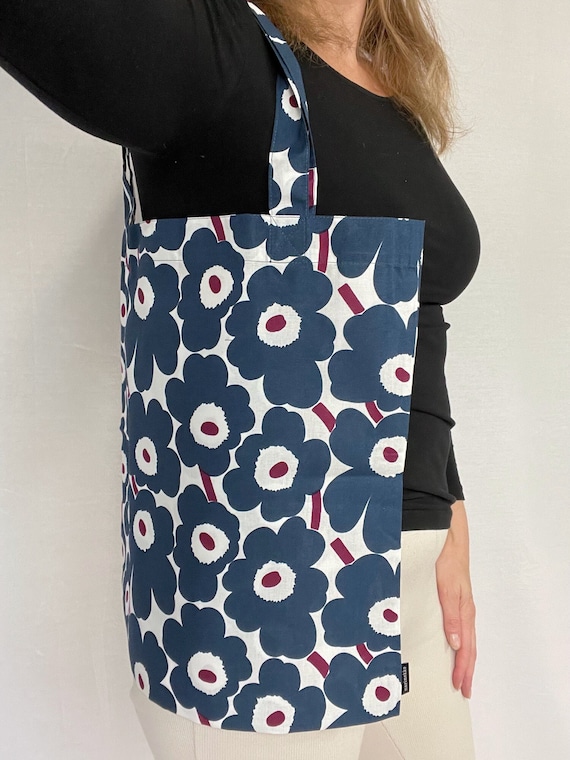 Marimekko Unikko Tote Bag, Blue Poppies Cotton Ba… - image 2