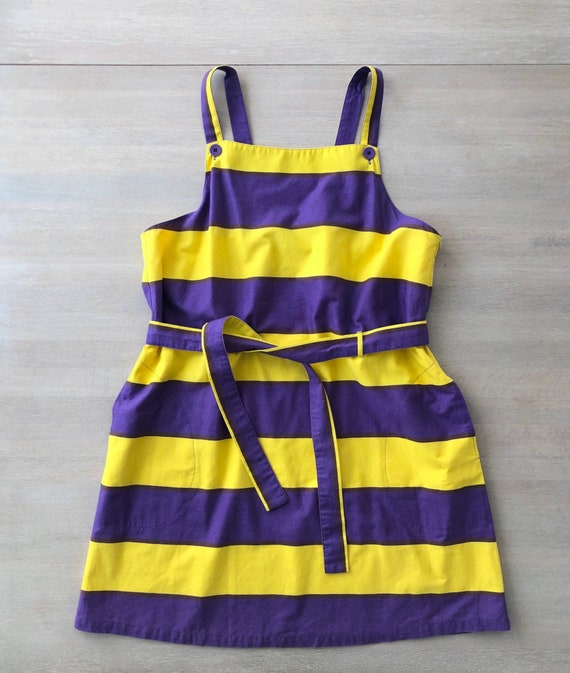 MARIMEKKO Vintage dress, Purple and Yellow Striped