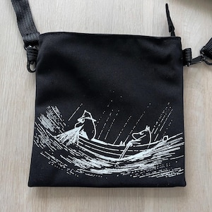 Moomin Black Canvas Crossbody Bag with Adjustable Strap, Eco Friendly Recycled Material, Official Moomin Gift