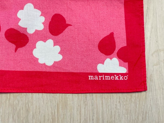 Pink Vintage MARIMEKKO Flower Scarf, Cotton Banda… - image 4