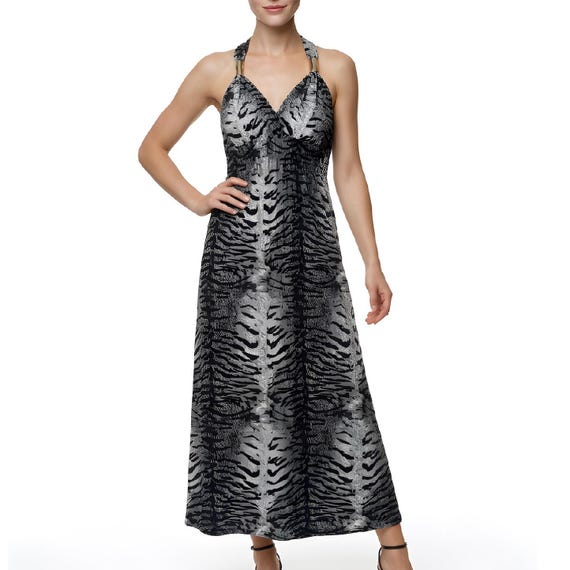 zebra print halter dress Leana Mini Dress in Tonal Zebra
