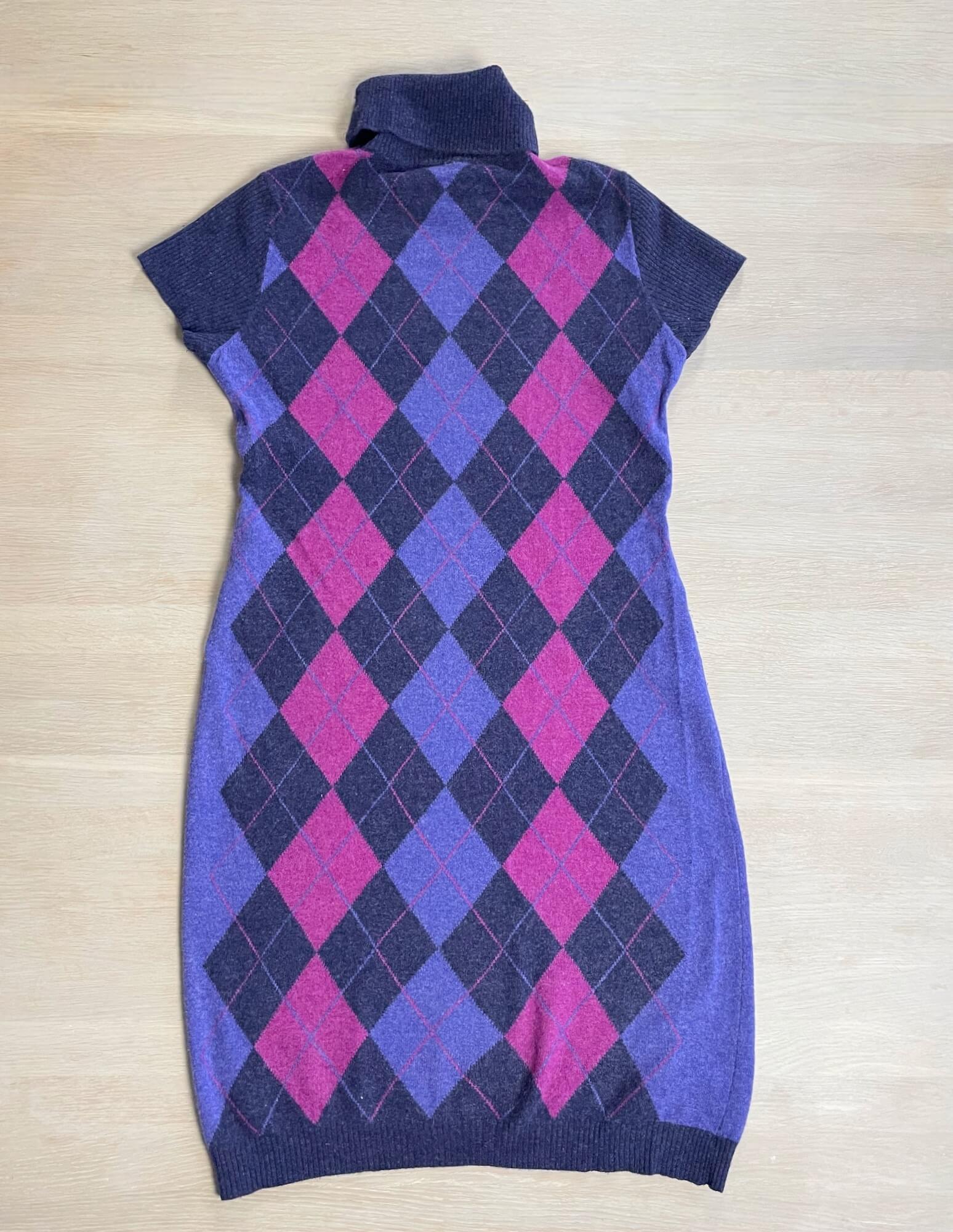 Vintage Benetton Argyle Sweater Dress: 90s Mod Wool Knit, Size M - Etsy