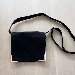 Sac à bandoulière Marimekko vintage, sac à bandoulière minimaliste en toile noire, sac unisexe de style architectural