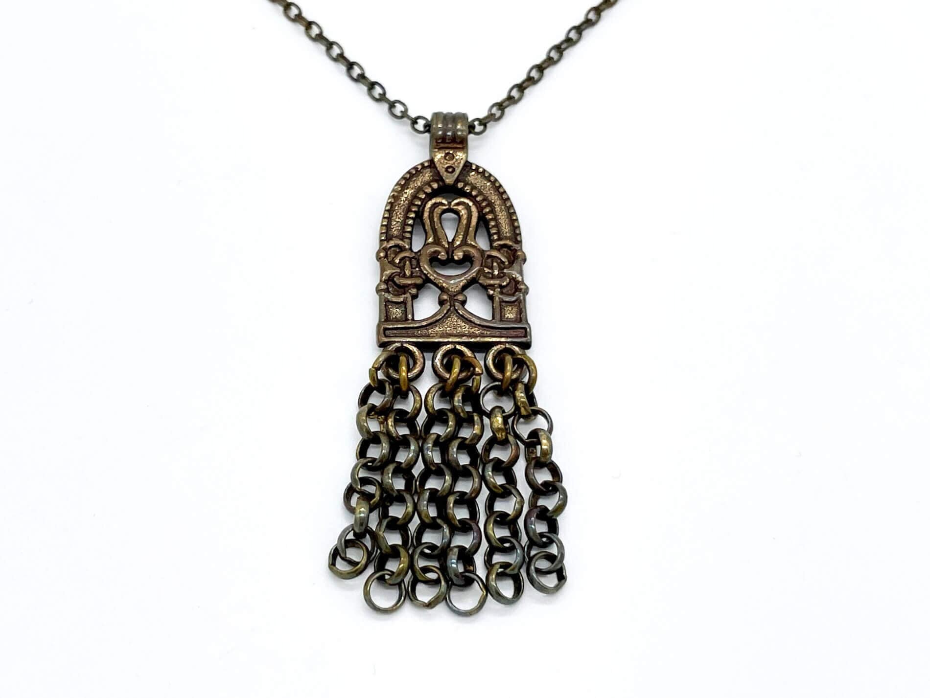 Kalevala Jewelry Vintage Necklace, Bronze Chain Dangle
