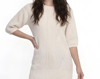 massimo dutti knit dress Sweater Dress: Ribbed Cotton Blend, Size S Pink