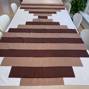 Vintage Marimekko Fabric Panel, Maija Isola &quot;Ruletti&quot; 1967, Brown Geometric Textile, Tablecloth, Curtain, Wall Hanging, Scandinavian Design