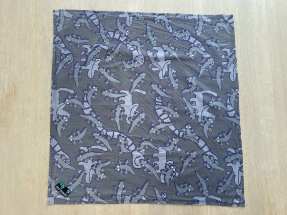 MARIMEKKO Lizard Print 90s Vintage Scarf, Gray Co… - image 3