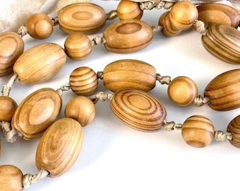 Vintage Wooden Beaded Necklace, Earthy Boho Jewelry, Brown Statement Necklace, Natural Wood Necklace, Ethnic Tribal Beads, Festival Jewelry