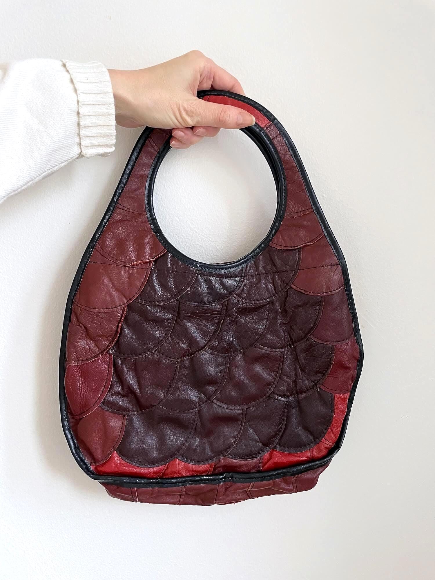 ７０Ｓ　レザーバッグ　ビンテージ　ハンドメイド Vintage Leather Patchwork Shoulder Bag: 70s Retro Purse - Etsy Canada