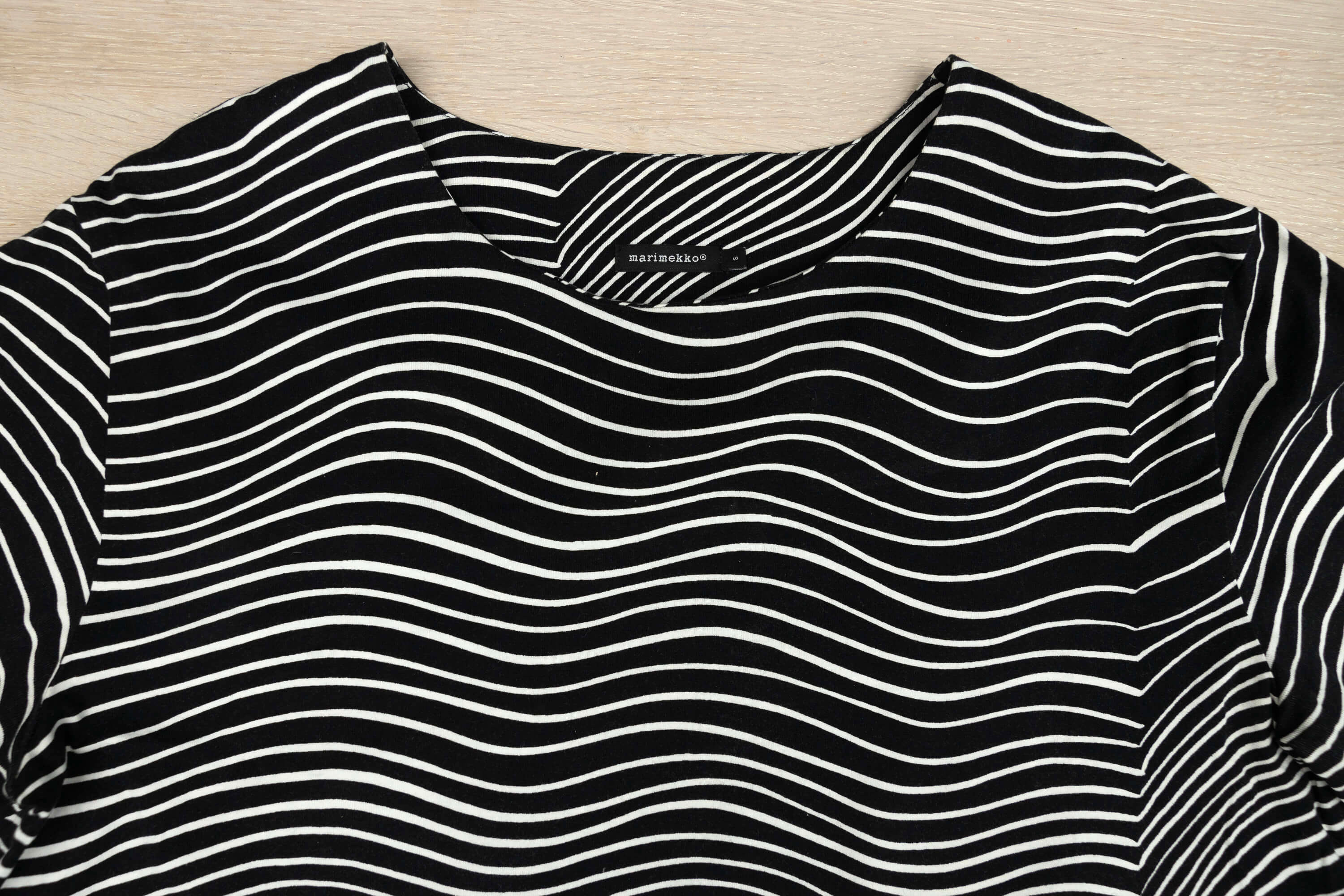 Marimekko Black White Dress | Wave Stripe Cotton Tunic