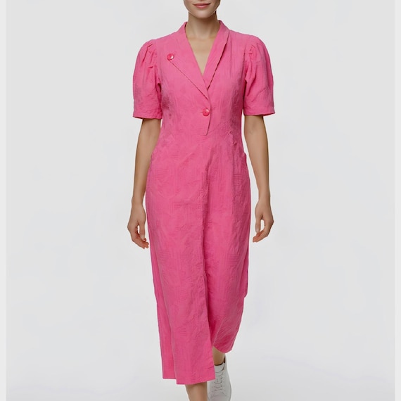 Vintage Pink Puff Sleeve Midi Dress by Hesselhj Designer Collection, 80s  Minimalist Scandinavian Dress, Made in Denmark, Size M - Etsy