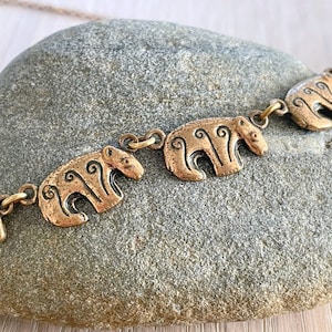 Kalevala Jewelry Bronze Bear Necklace, Choker Necklace, Finnish Vintage Bear Jewelry Gift for her