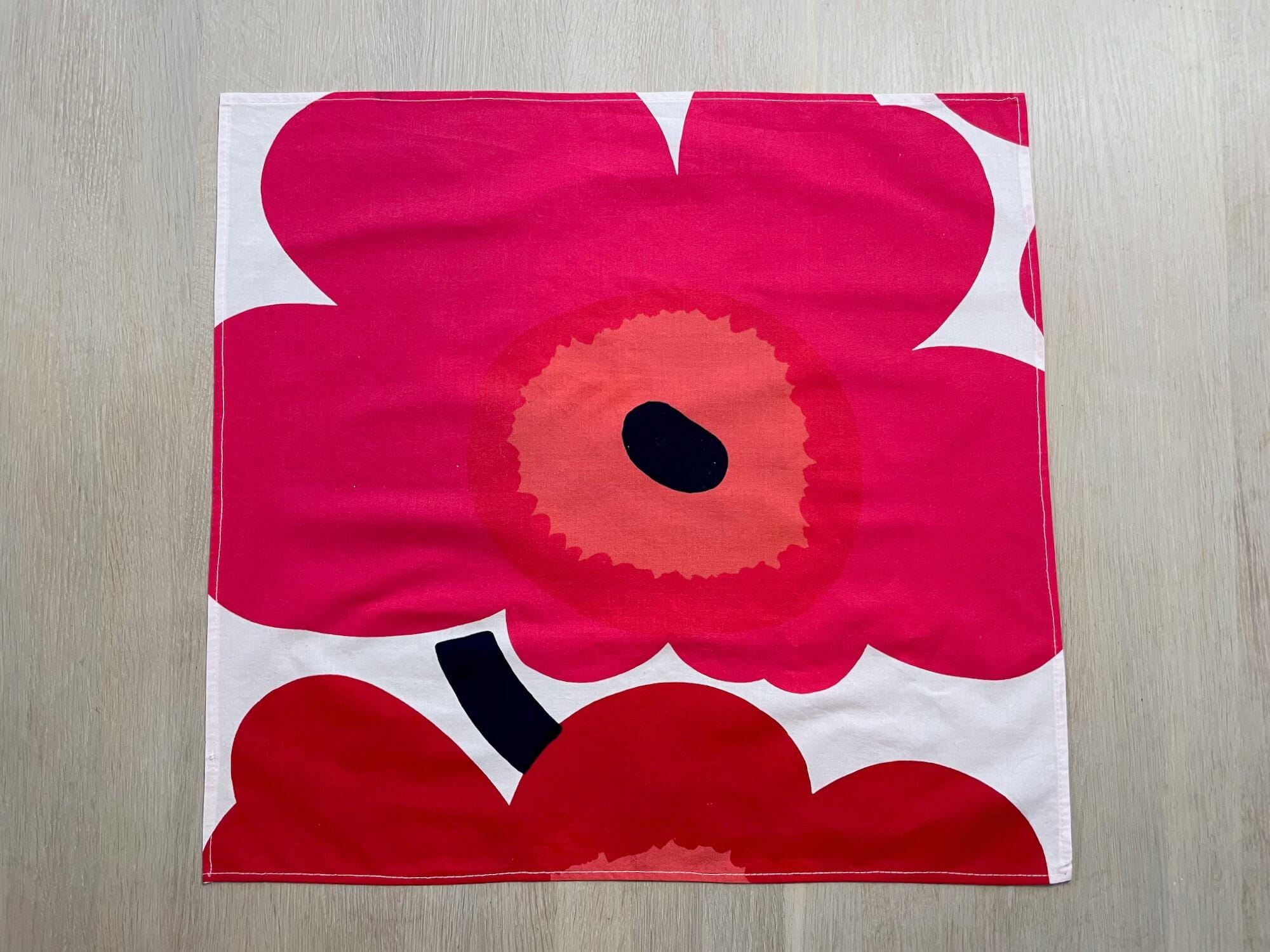 Vintage Marimekko Unikko Scarf: Red Floral Print, Finnish Design