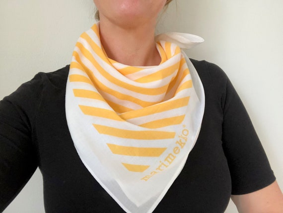 MARIMEKKO Vintage Scarf, Yellow and White Striped