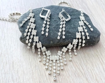 Set gioielli sposa fiori con perle e strass Swarovski