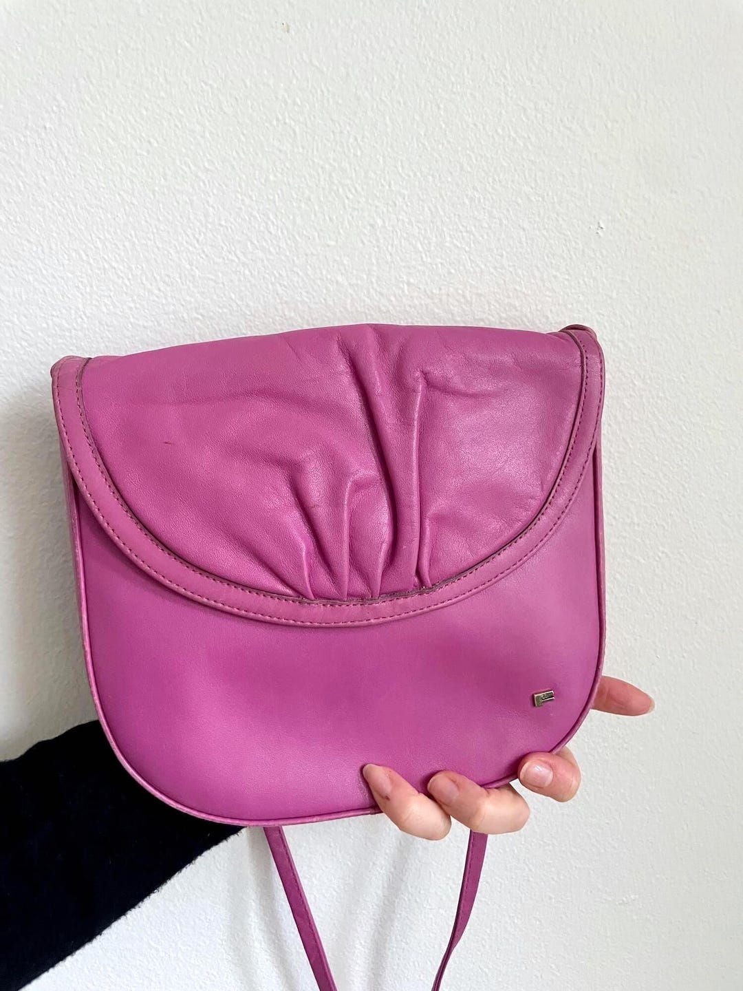 Y2K Pink Leather Crossbody Bag, Vintage Friitala Shoulder Purse