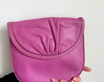 Y2K Pink Leather Crossbody Bag, Vintage Friitala Shoulder Purse, 90s/00s Magenta Leather Handbag, Barbiecore Bag Finland