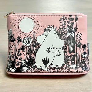 Moomin Makeup Bag, Cute Cosmetic Pouch, Pink Moomin Zipper Bag, Moomin Gift for Her, Kawaii Makeup Organizer, Moomin Storage Bag