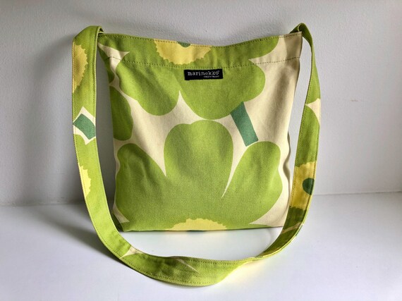 Lime Green MARIMEKKO Unikko Vintage Canvas Shoulde