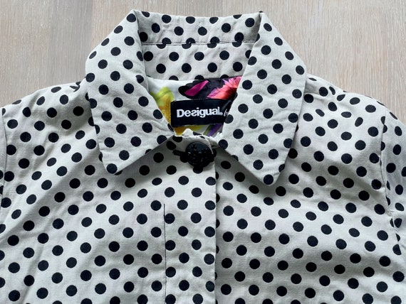 Desigual Trench Coat, Black and White Polka Dot V… - image 3