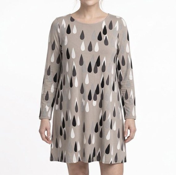 marimekko a line dress Vintage A-line Dress: Pisaroi Raindrop Print, Size L Size:Extra Small which contains 65% organic feature_Satin Naomi Dress in Black