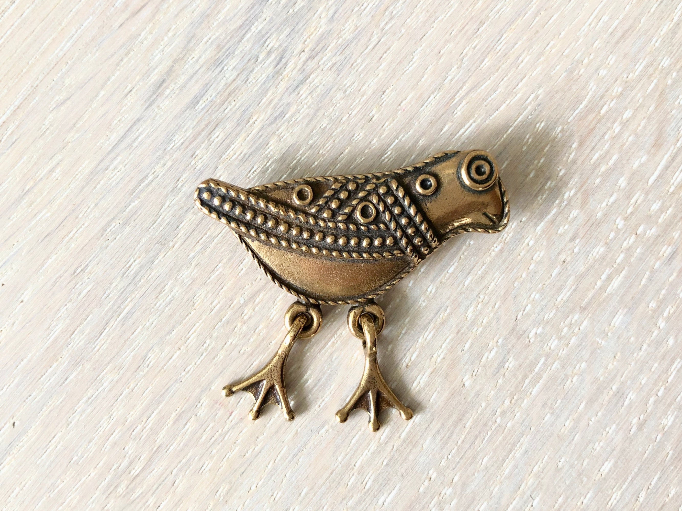 Broche Oiseau En Bronze Kalevala Koru - Bijou Finlandais Authentique En Boîte