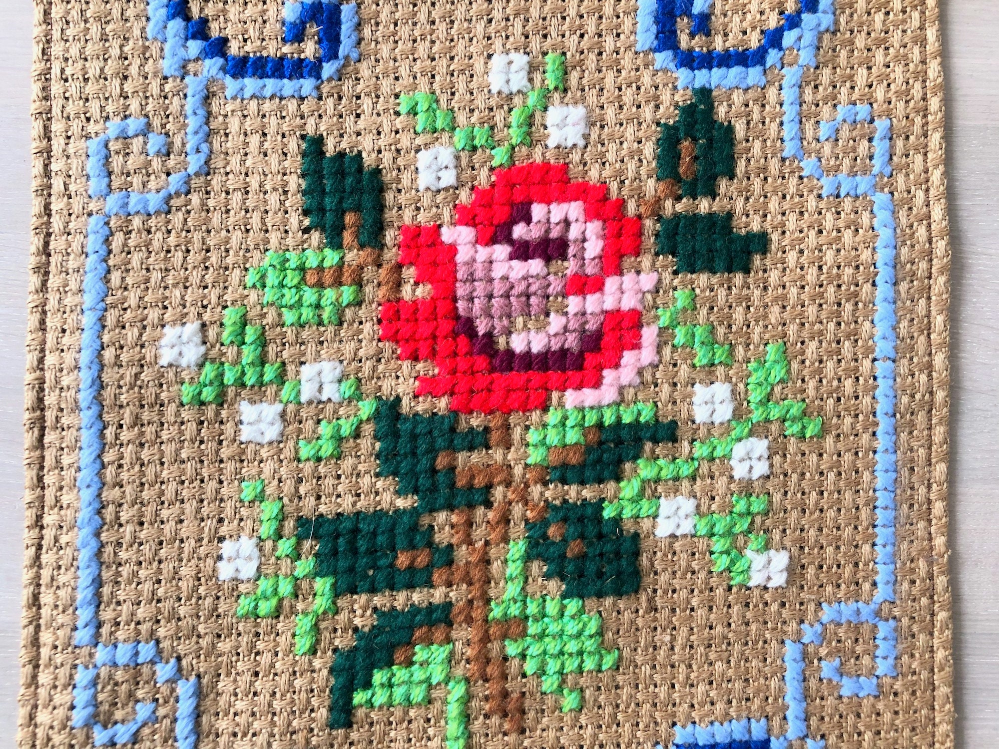 Handmade Tapestry Rose Cross Stitch Wall Hanging Wall Decor Etsy