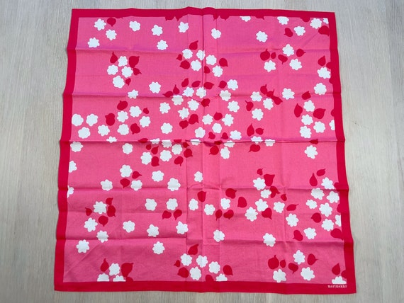 Pink Vintage MARIMEKKO Flower Scarf, Cotton Banda… - image 3