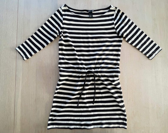 Black and White Striped Jersey Dress, Size XS - Etsy