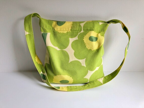 Lime Green MARIMEKKO Unikko Vintage Canvas Shoulde