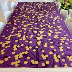 Mantel o cortina de tela morada Marimekko Lumimarja, mantel moderno, decoración escandinava para el hogar