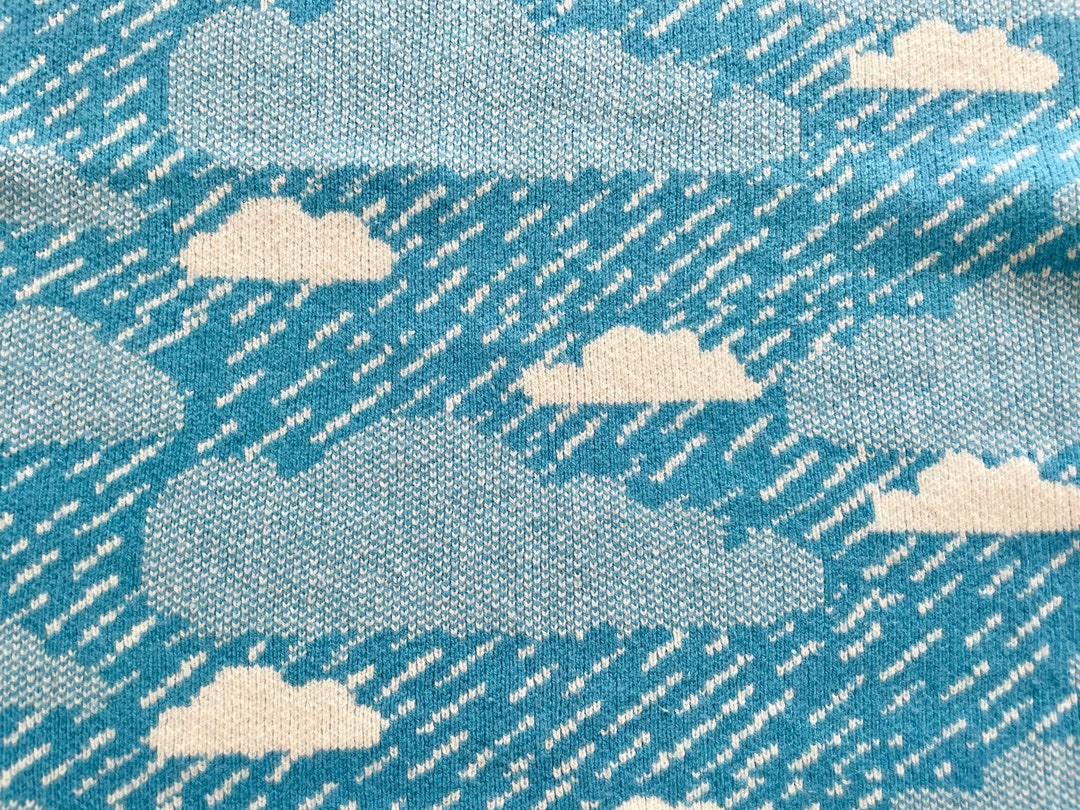 Light Blue Baby Blanket With Clouds by Donna Wilson Nursery Etsy
